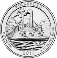 (009p) Монета США 2011 год 25 центов "Виксберг"  Медь-Никель  UNC